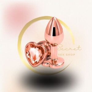 PLUG ANAL ROSÉ EM AÇO COM FORMATO DE CORAÇÃO P/M/G